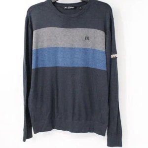 Travis mathew sweater men's Large long sleeve striped Acrylic nylon stretch crew